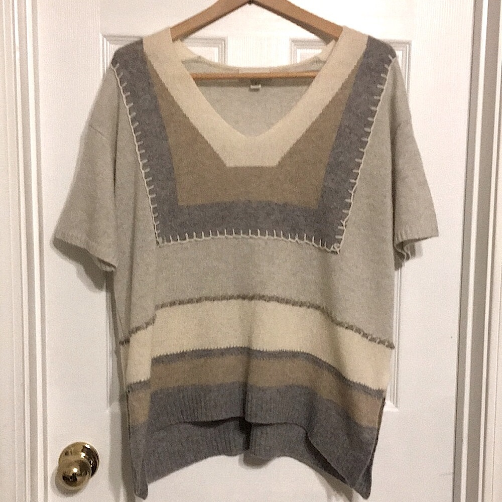 Womens White + Warren 100% Cashmere Embroidered Details Size Medium